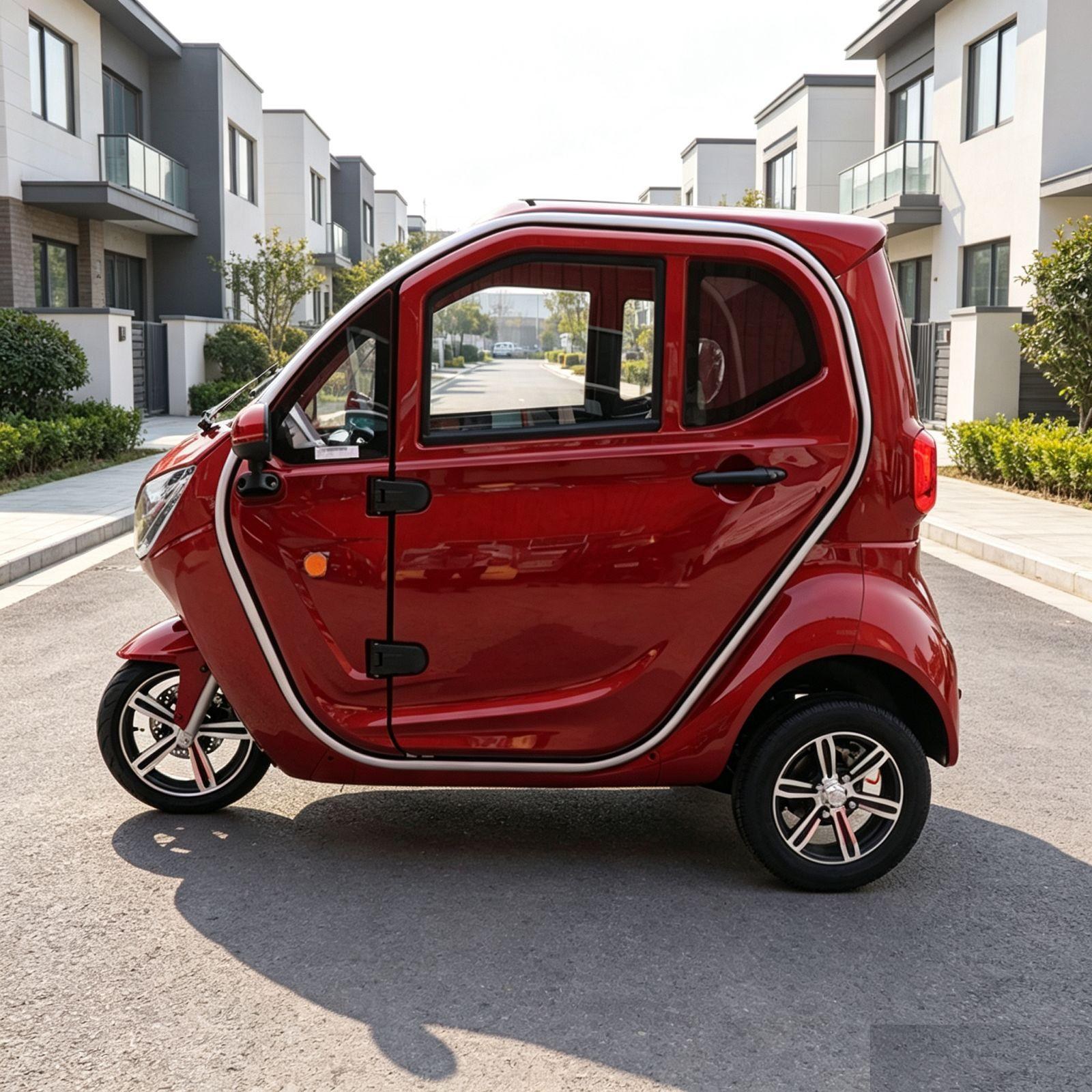 MICROAUTO EV1 w kolorze czerwonym, widok z boku